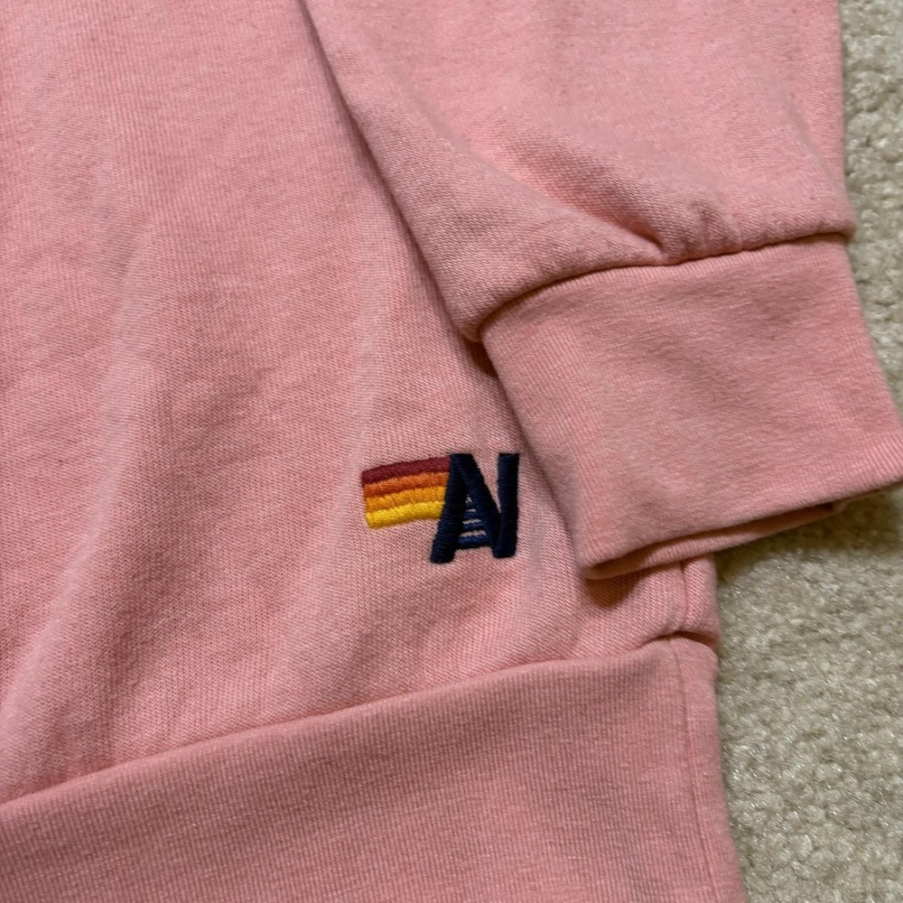 Aviator Nation Crewneck Sweatshirt Womens Medium Pink Heart Fleece Pullover - Picture 2 of 10